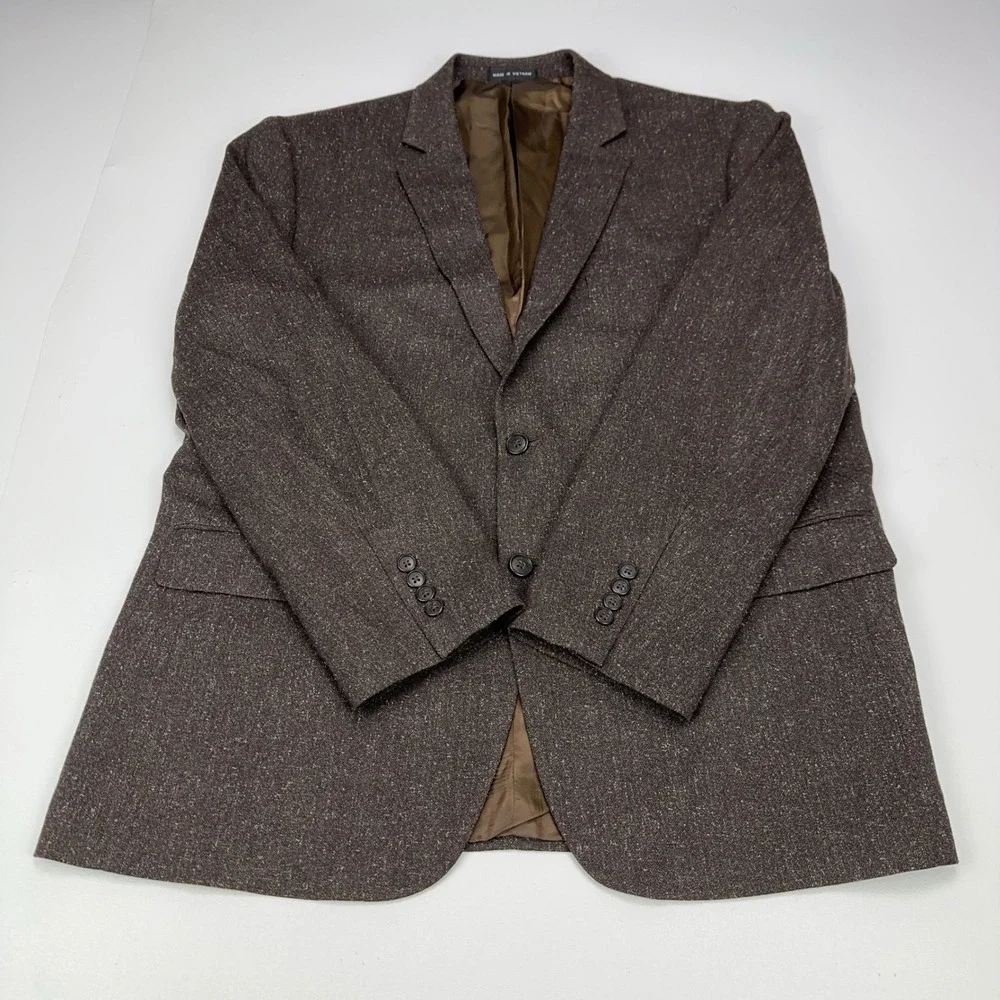 Mens Brown Textured 2-Button Blazer Jacket 44R Professional Sport Coat - Picture 8 of 9